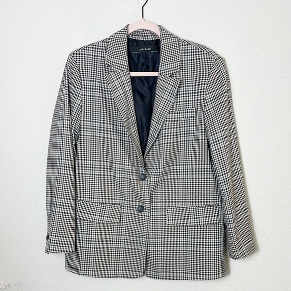 Zara Basic Houndstooth Plaid Oversized Old Money Style Blazer Size S - Picture 1 of 12